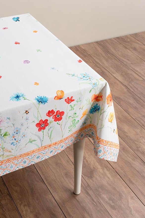 Maison d' Hermine Table Cloth Square Table 100% Cotton 60 x 60 Inches Tablecloth Reusable Decorative for Dining Room Farmhouse Home Valentines Day Decorations Spring Summer - Summer Whisper