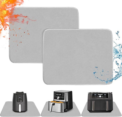 Heat Resistant Mats for Countertop - Firproof 16x20 in Heat Resistant Mats for Air Fryer - Kitchen Countertop Protector for Air Fryer, Coffee Maker, Stand Mixer, Toaster, Oven 2PCS - Grey