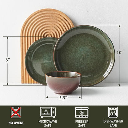 Stoneware Dinnerware Sets for 6, 18 Pieces Ceramic Plates and Bowls Sets - Image 2