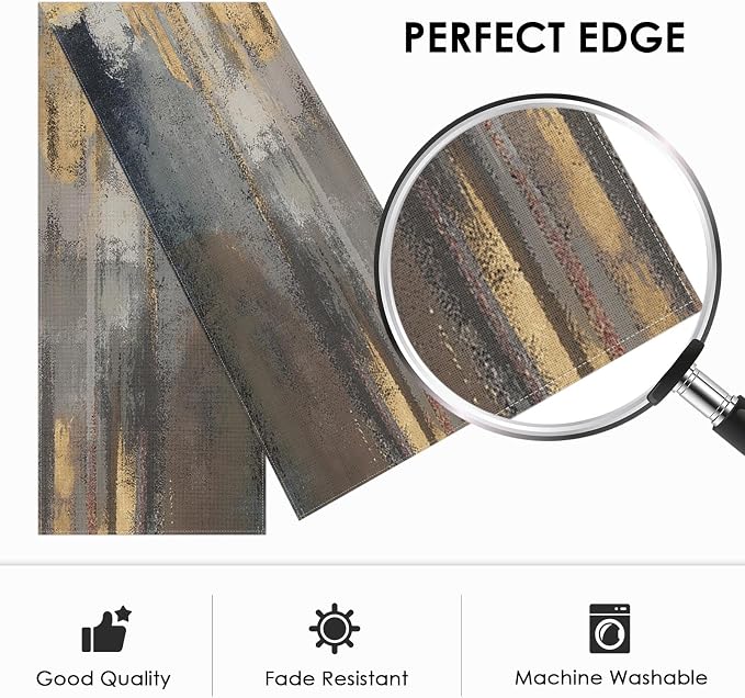 Emvency Table Runner, 13x72 Inch, Abstract Modern Gold | Textured Artistic - Image 3