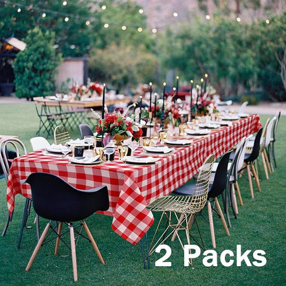 Red and White Plaid Tablecloth Waterproof, 2 Pack, 54 x 80 inch | Buffalo - Image 2