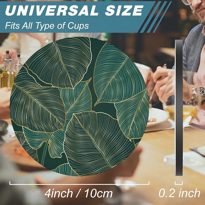Coasters for Drinks, Kitchen Home Decor Housewarming Gift, Round 4 in - Image 3