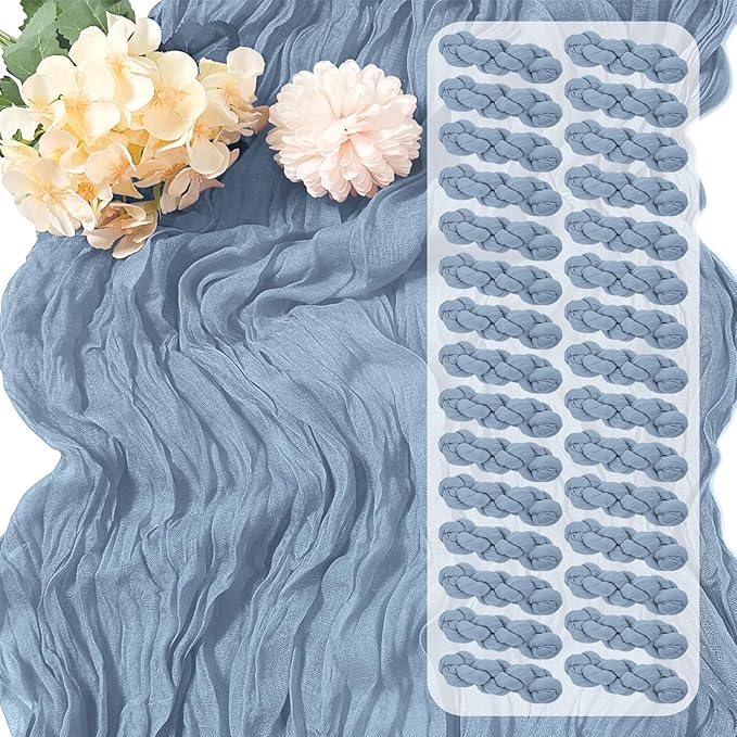 30 Pack Dusty Blue Cheesecloth Table Runner 17 x 108 inch Cheese Cloth Table by Yorcari