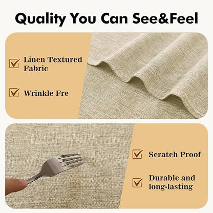 JIUZHEN Round Textured Table Cloth Linen Wrinkle Free Stain Resistant Farmhouse Decorative Circular Tablecloth for Kitchen, Dining, Party, Wedding, Outdoor Use (45 Inch Round,Beige)