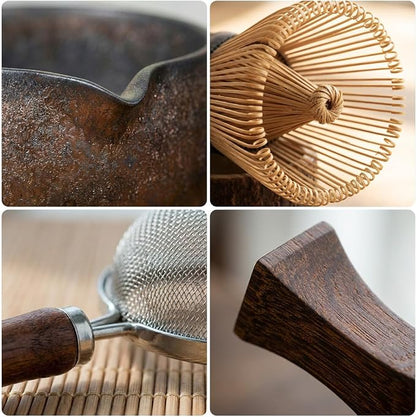 7-Piece Matcha Set，Matcha Bowl & 100-Prong Purple Bamboo Whisk | Gilded Artisan - Image 5