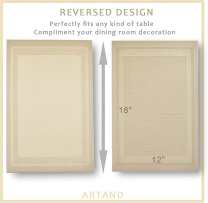 DACHUI Placemats Set of 8, Linen Look Woven Place Mats, Water Resistant, Heat Resistant, Washable, Durable Table Mats (Beige)