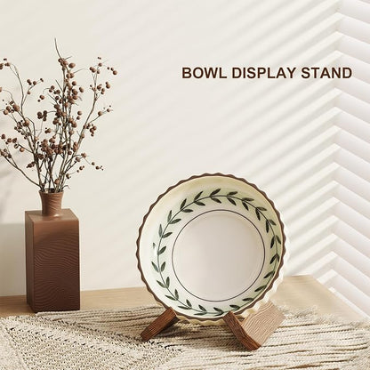 2Pack Large Bowl Stands for Display 12 Inch Heavy Duty, Extra Wide Wooden Plate - Image 4