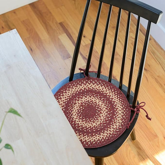 Homespice Autumn Maple Jute Braided Kitchen Chair Pads 15x15 Set of 2 - Durable, Naturally Comforting & Reversible
