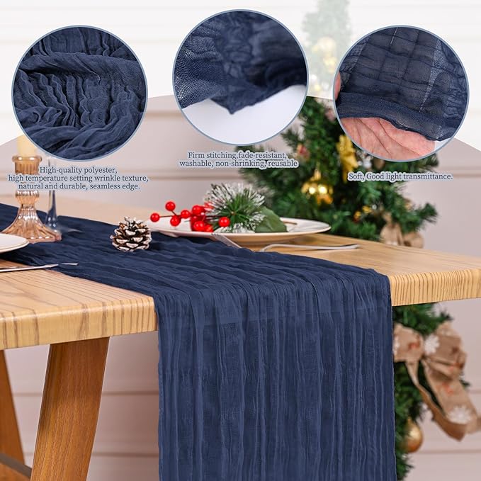 8 Pack Navy Blue Table Runner 17 x 108inch Cheesecloth Table Runner Boho Gauze - Image 5
