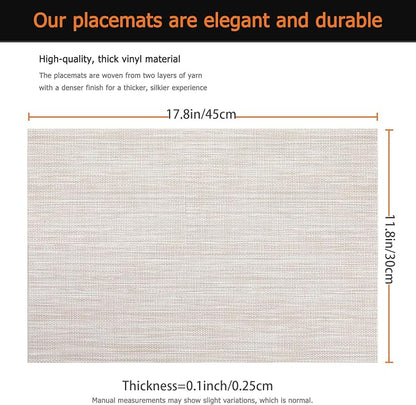 Beige Vinyl Placemats Set of 6, Heat Resistant Table Placemats | 18x12 inch - Image 3