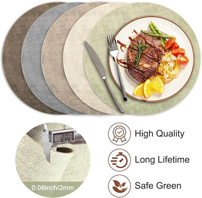 Round Faux Leather Placemats and Coasters, Reversible Heat Resistant Non-Slip - Image 5