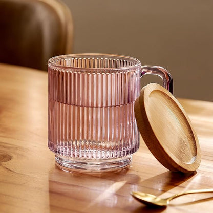Lysenn Purple Glass Mug with Lid, Premium Glass Coffee Mug, 12 oz Tea Cup | - Image 3