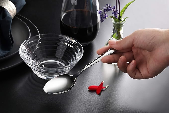 New Star Foodservice Rose Pattern 18/0 Stainless Steel Dinner/Dessert Spoon - Image 9