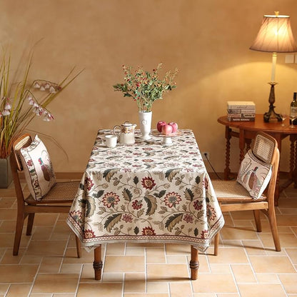 ISAENNE Designer Provence Floral Square Tablecloth,Linen Colorful Washable Indoor Table Cloth,Durable Home Decor Tablecloths for Dining Thanksgiving Kitchen Christmas,67"*67"-Ratina
