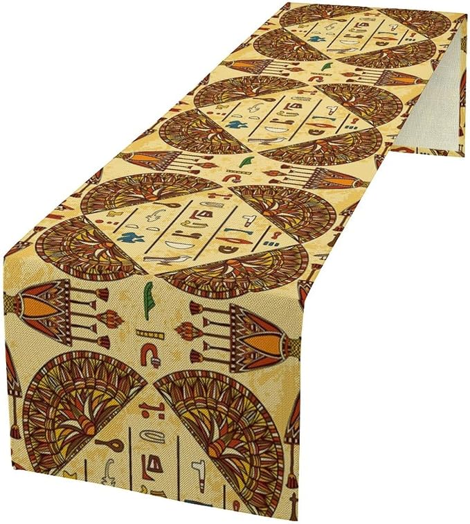 Vintage Ancient Egypt Table Runner Retro Old Egyptian Hieroglyphics Print by moderw