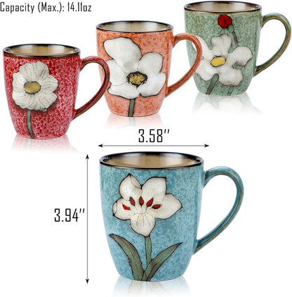 VanEnjoy 13oz Coffee Mug 4 Set of Ceramic Coffee Cups Cappuccino Cups Set - Image 2