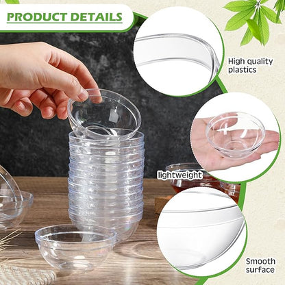 30 Pcs 3" 2.6 oz Small Clear Plastic Bowls Mini Meal Prep Bowl Round Stackable Ingredient Containers for Dipping Sauce, Spice, Nuts, Snack, Ice Cream, Candy Dishes, Dessert