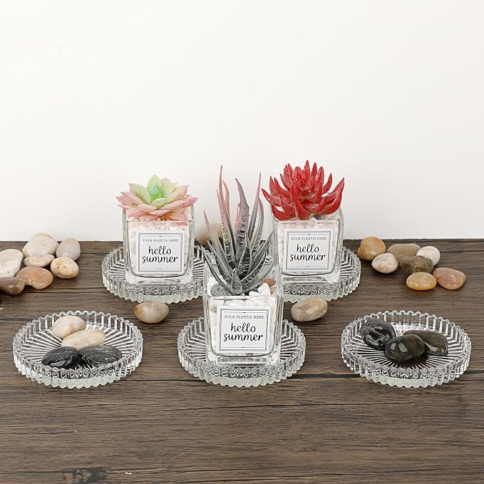 JUXYES Set of 8 Heat-Resistant Clear Glass Coaster - Image 9