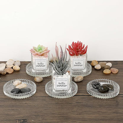 JUXYES Set of 8 Heat-Resistant Clear Glass Coaster - Image 9