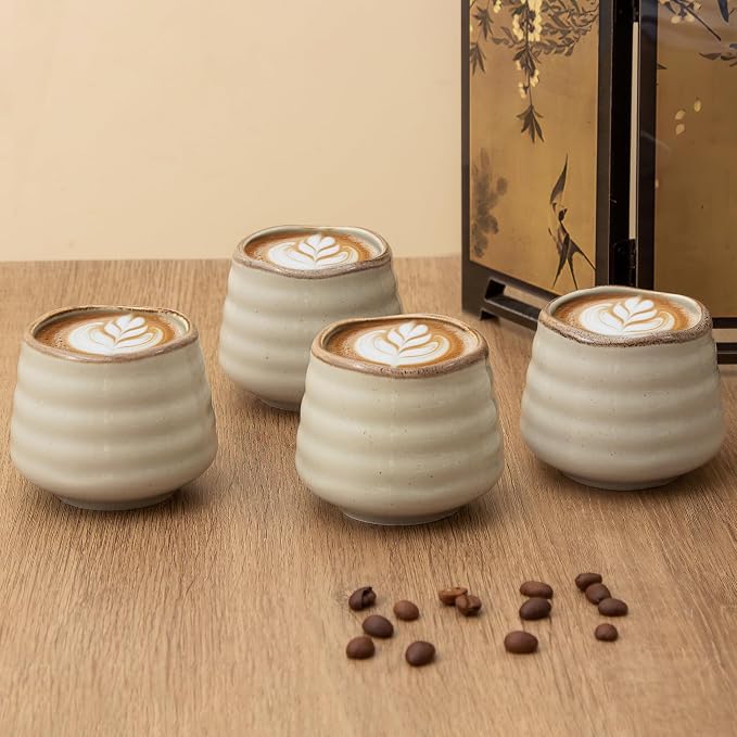 4pcs Japanese Tea Cup Set – Mini Size Cup 5OZ Ceramic Matcha Cup, Handless - Image 2