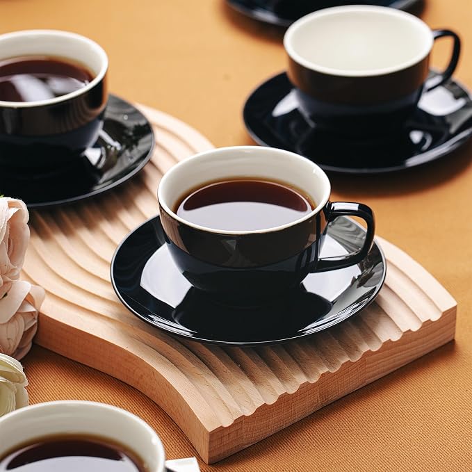 BTaT- Cappuccino Cups with Saucers 6 oz, Au Lait, Flat White, Dishwasher - Image 6