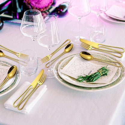 Gold Silverware Hollow 20 Piece Flatware Set - Image 8