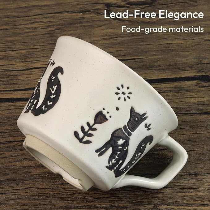 11 oz Ceramic Coffee Mug, Stoneware Teacup - Image 4