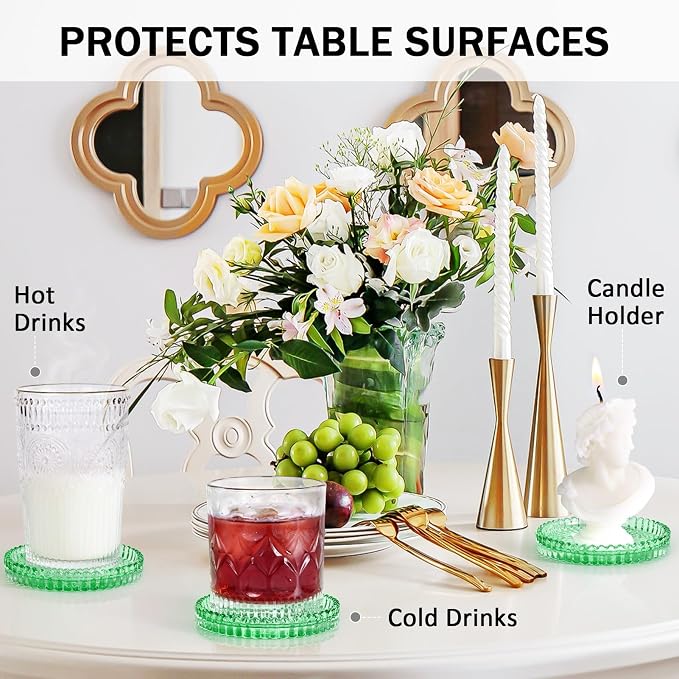 Modern Clear Glass Coasters Set of 6, Cute Coasters Table Mats - Image 6
