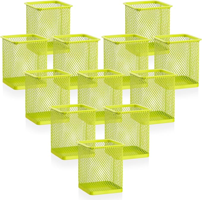Segarty Pen Cup, 12 Pack Square Light Green Pen Holder by Segarty