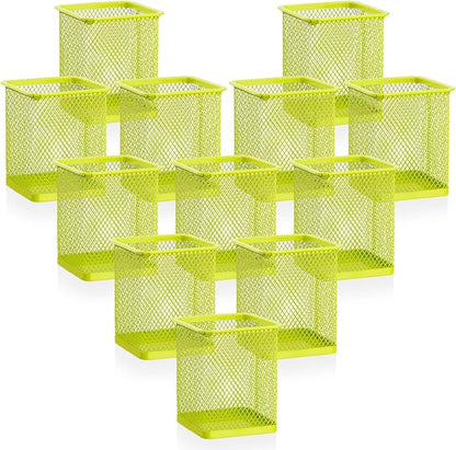 Segarty Pen Cup, 12 Pack Square Light Green Pen Holder by Segarty