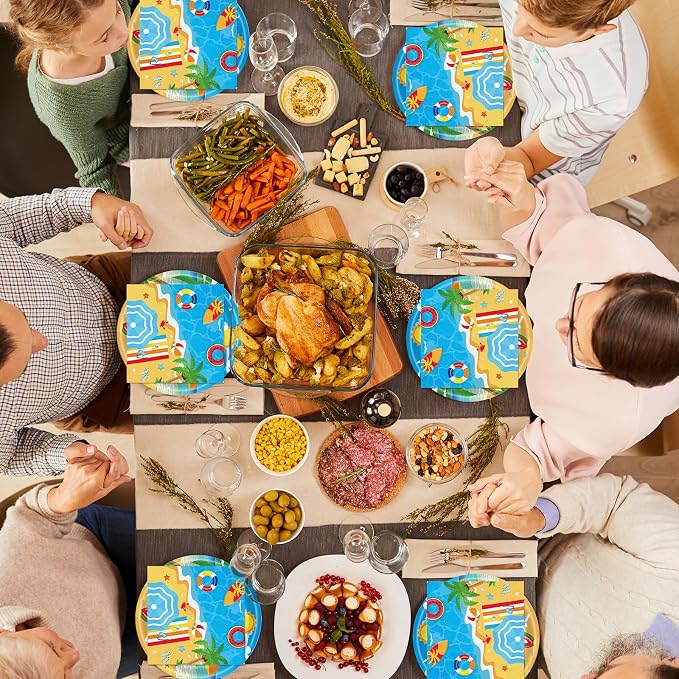 40 Pcs Beach Plates and Napkins, Summer Beach Party Supplies, Serves 20 | - Image 7