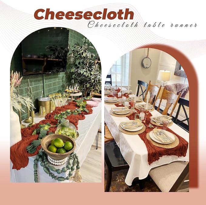 6 Pack Terracotta Cheesecloth Table Runner 20 x 120 Inch Gauze Table Runner - Image 5