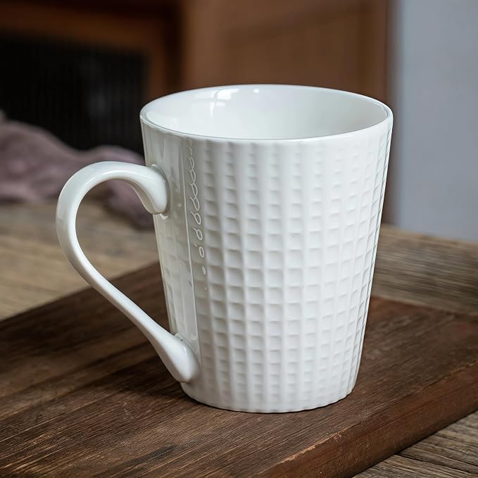 ONIGIRI Coffee Mugs Set of 4, Elegant Embossed Ceramic Coffee Cups, 300ml/10oz - Image 6