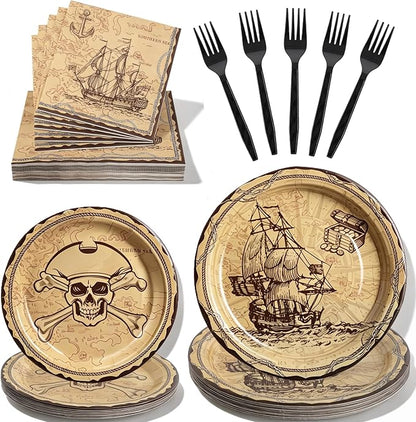 100 Pcs Disposable Pirate Tableware Set by Unknown