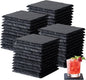 Slate Coasters Set of 48,4-Inch Black Square Stone Drink Coasters with Scratch-Resistant Backing,Durable Tabletop Protection for Home Office Kitchen,Ideal Housewarming Wedding Gifts