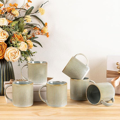 theterra Ceramic Coffee Mugs Set of 6, 14.2 oz Coffee Cups by TheTerra