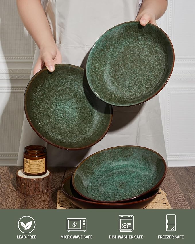 8.75 Inch Large Ceramic Pasta Bowls, 32 Oz Reactive Glaze Stoneware Pasta - Image 5
