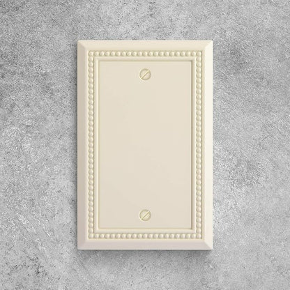 Henne Bery Sunken Pearls Heavy Duty Switch Plate/Wall Plate/Outlet Cover (Single Blank 2PK, Light Almond