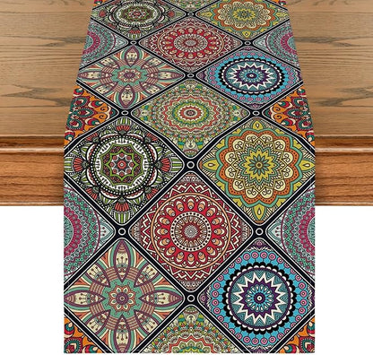 Artoid Mode Boho Bohemia Style Table Runner, Vintage Rustic Farmhouse Kitchen by ArtoidMode