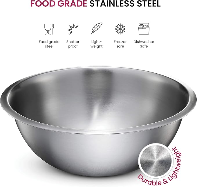 FineDine Stainless Steel Mixing Bowls Set, 6-Piece Metal Bowls | Stainless - Image 3