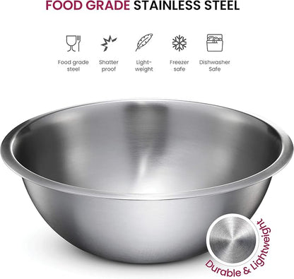 FineDine Stainless Steel Mixing Bowls Set, 6-Piece Metal Bowls | Stainless - Image 3