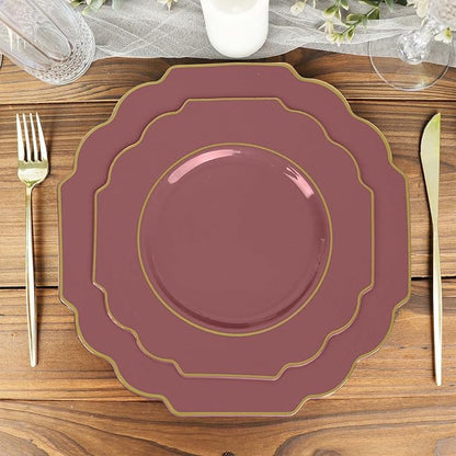 Cinnamon Rose Hard Plastic Dessert Plates, 50 Pack 8" Disposable Round Baroque - Image 6