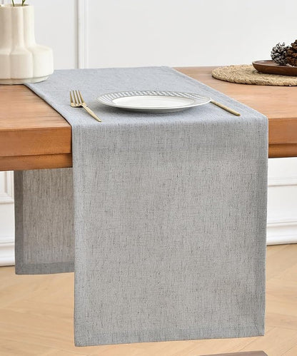 Wracra Linen Table Runner, Burlap Sliver Grey Table Runners 72 Inches Long | by Wracra