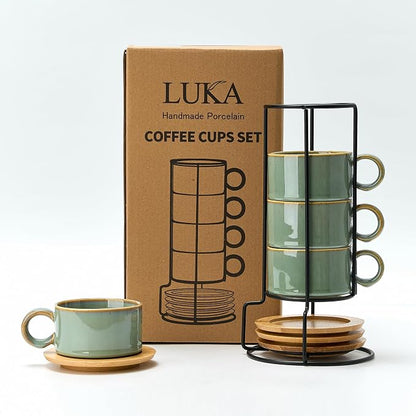 LUKA 6 Ounce Porcelain Stackable Espresso Cups - Image 8