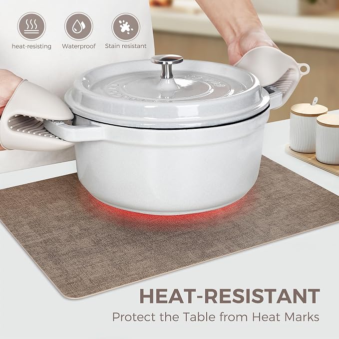 NCUE Vinyl Placemats Set of 4, Heat Resistant, Nonslip Faux Leather Waterproof - Image 2