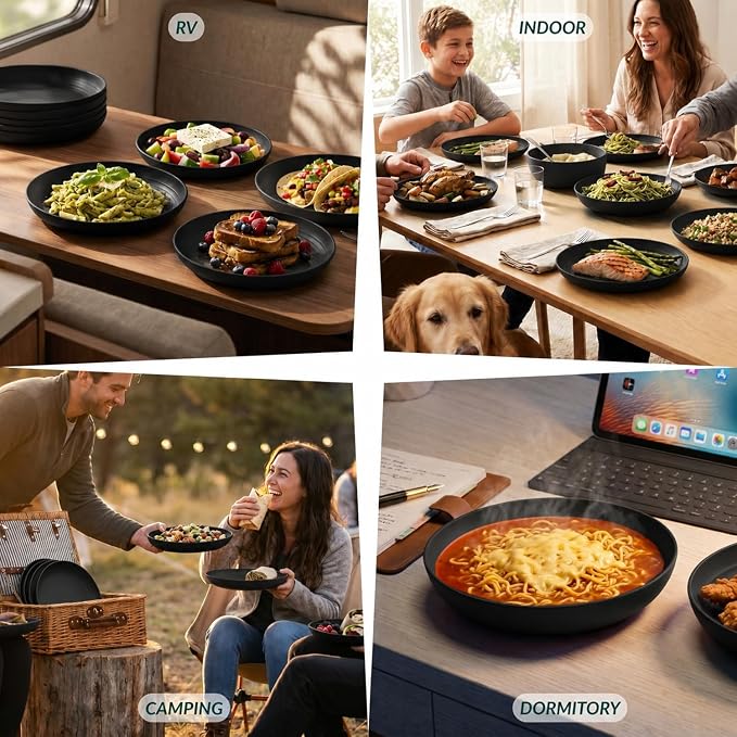 Wheat Straw Plates Sets 8 PCS Unbreakable Plastic Plates - Image 7