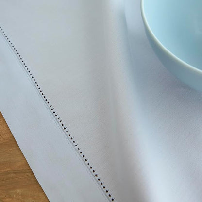 Solino Home Cotton Linen Table Runner Blue, Hemstitch Collection 14 x 36 in | - Image 8