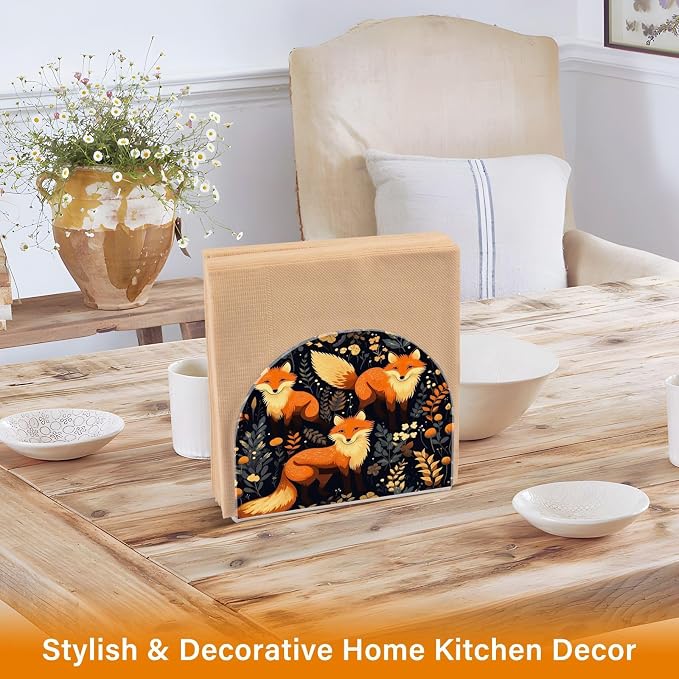 Napkin Holder, Cartoon Foxes Napkin Holder - Image 4
