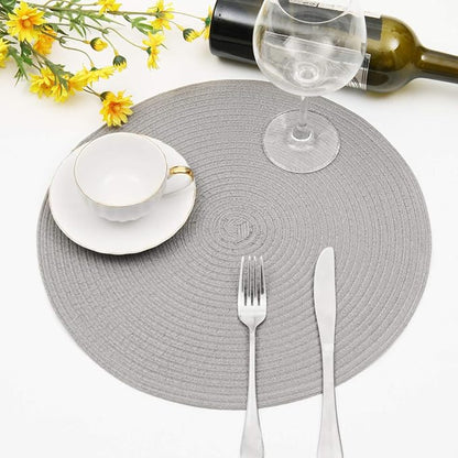 SHACOS Round Braided Placemats Set of 8 Washable Fabric Heat Resistant 15 inch - Image 7