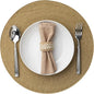 Round Placemats Set of 8 Plastic Woven Placemats Washable Wipeable Table Mats for Dining Table Heat Resistant Non-Slip Circle Place Mats (Tan)